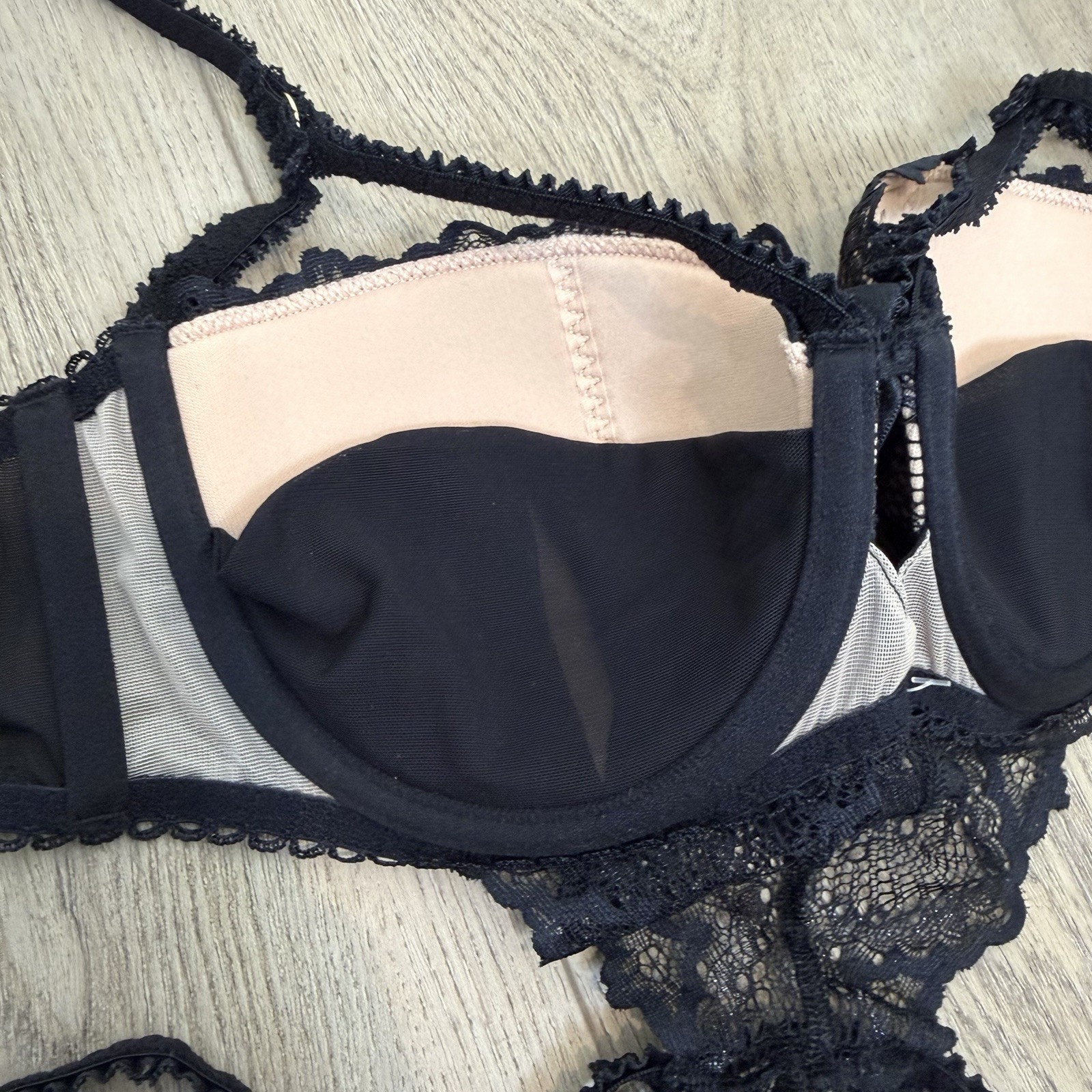 Adore Me Lace Strappy Teddy Lingerie Womens Large Black Underwire — image 5 of 8